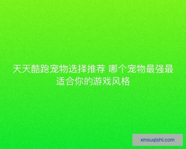 天天酷跑宠物选择推荐 哪个宠物最强最适合你的游戏风格