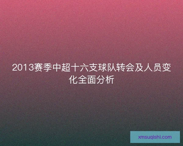 2013赛季中超十六支球队转会及人员变化全面分析 2013赛季中超十六支球队转会及人员变化全面分析
